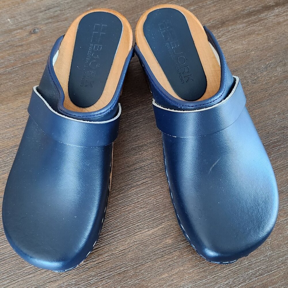 Bjork Mala Wood Open Back Clogs Size 37(6.5)